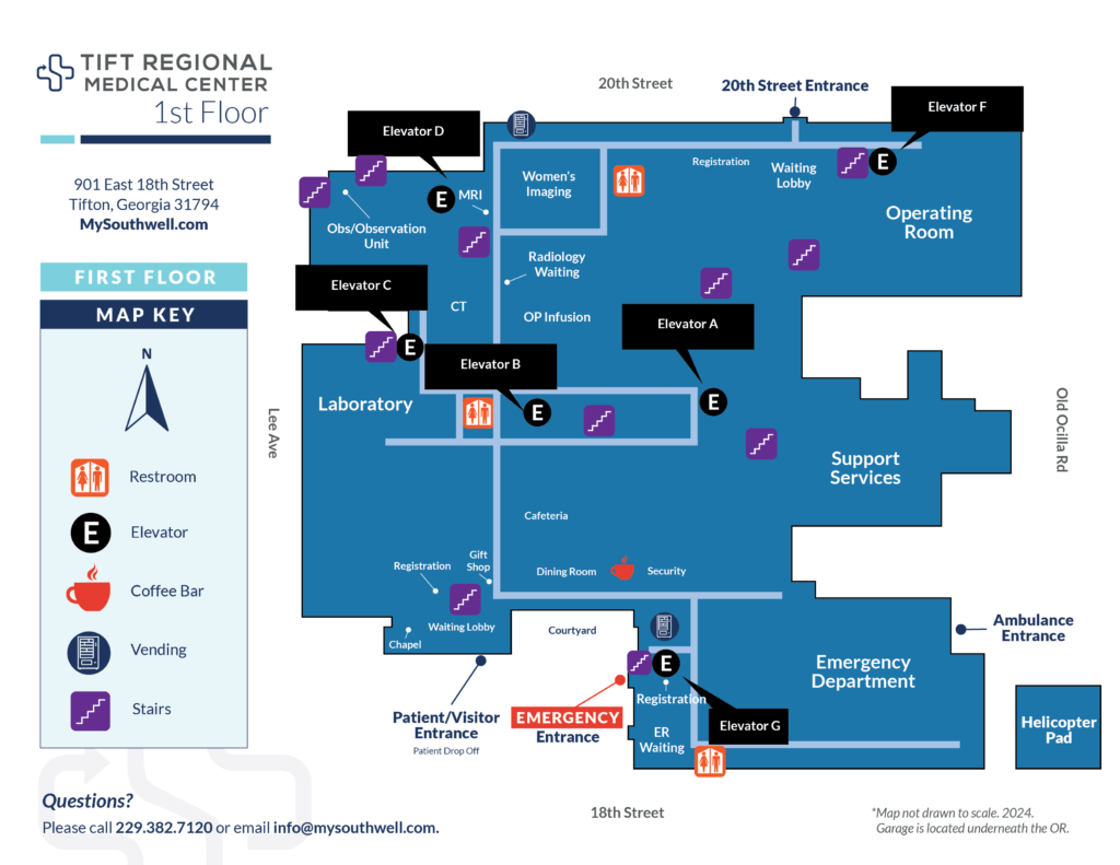 Southwell Tift Regional Medical Center Visitor Center map